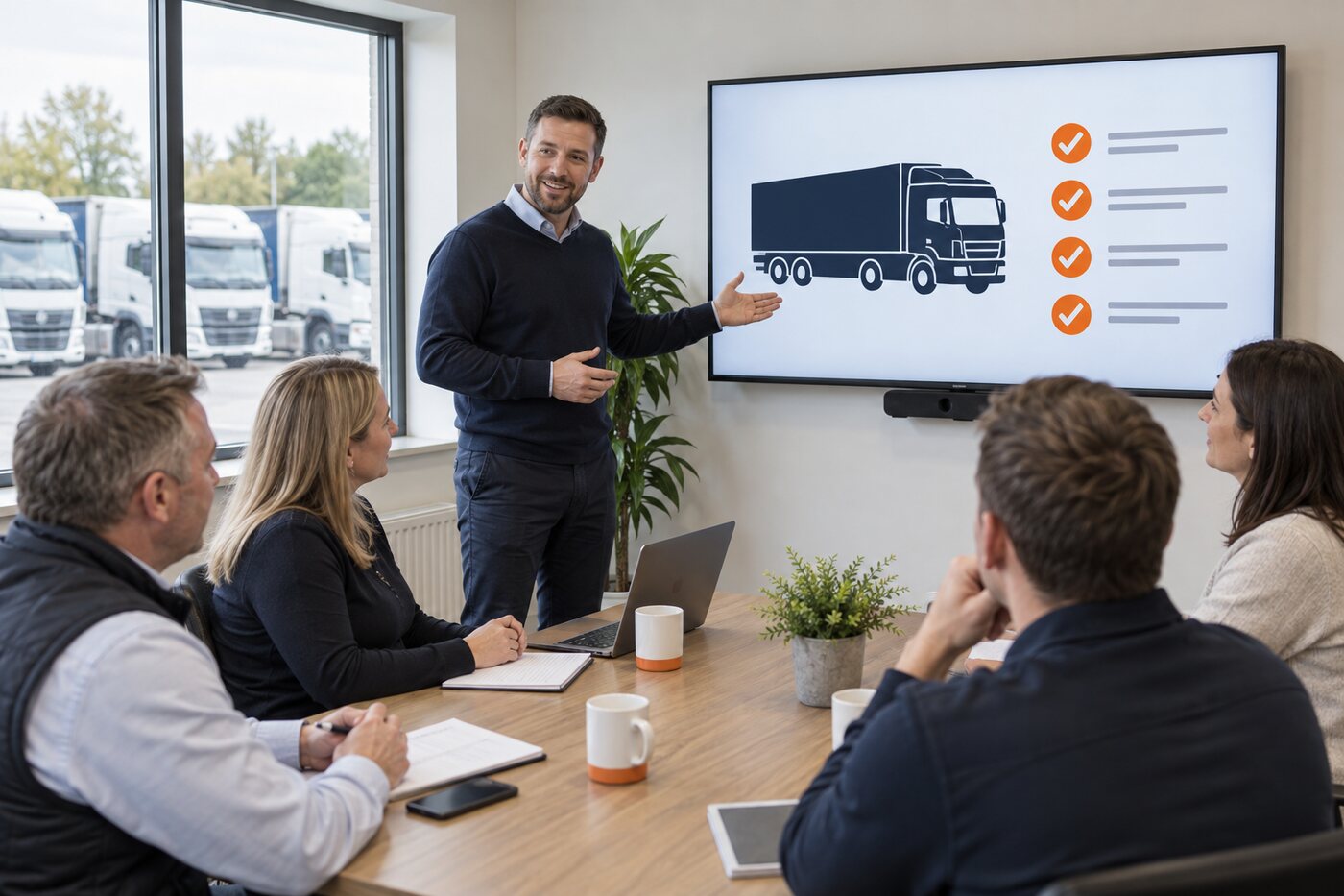 Transport compliance presentation in a small business meeting